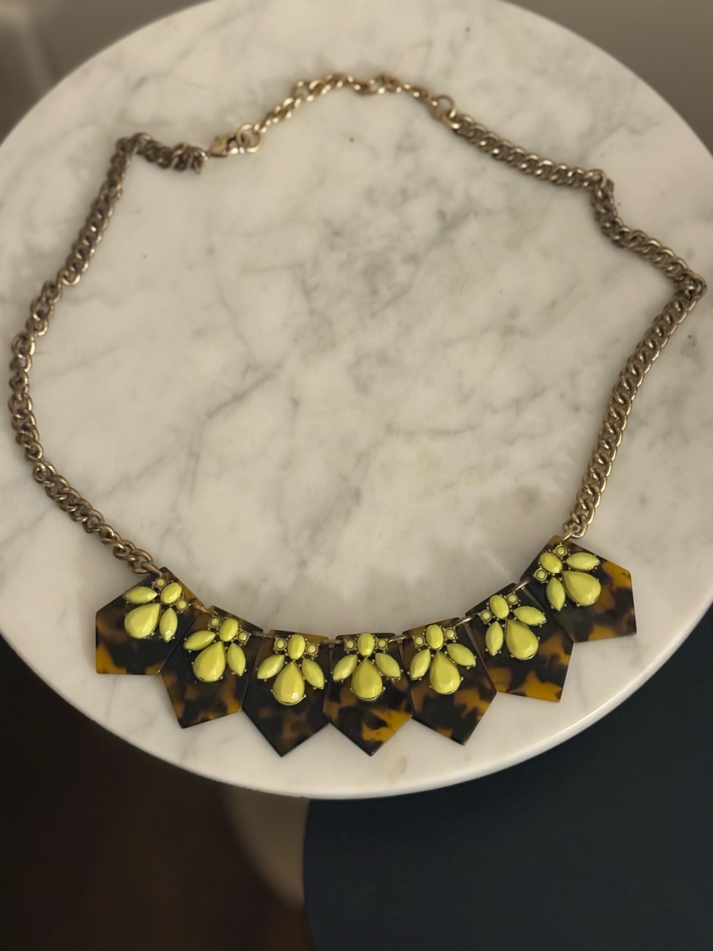 Tortoiseshell Statement Necklace with Green Accents